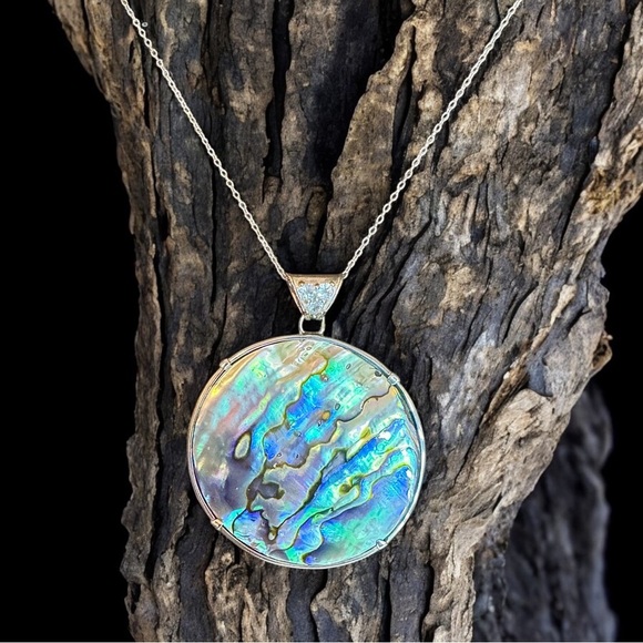 BBJ 925 Sterling Abalone/Turquoise/Topaz Necklace (24”) - Picture 3 of 10